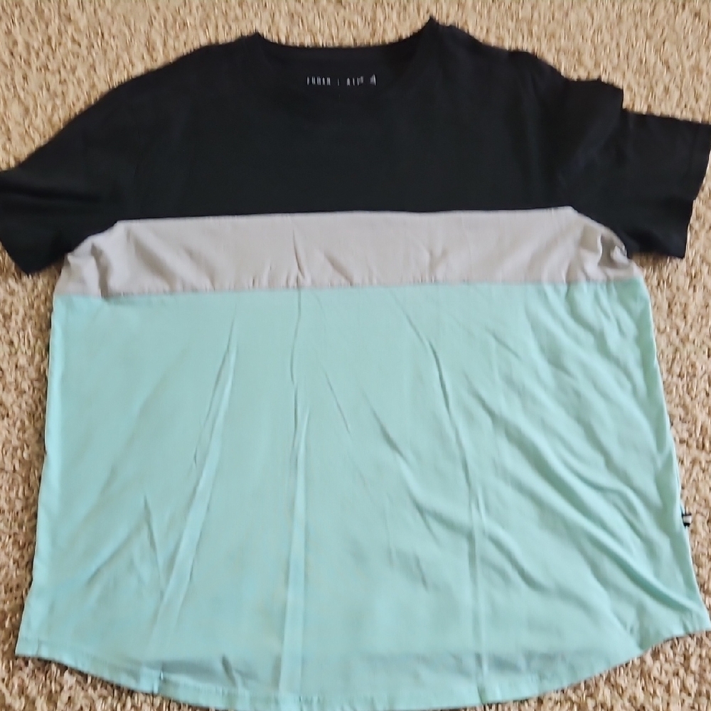 Men's Black and Mint Colorblock Short Sleeve Tee